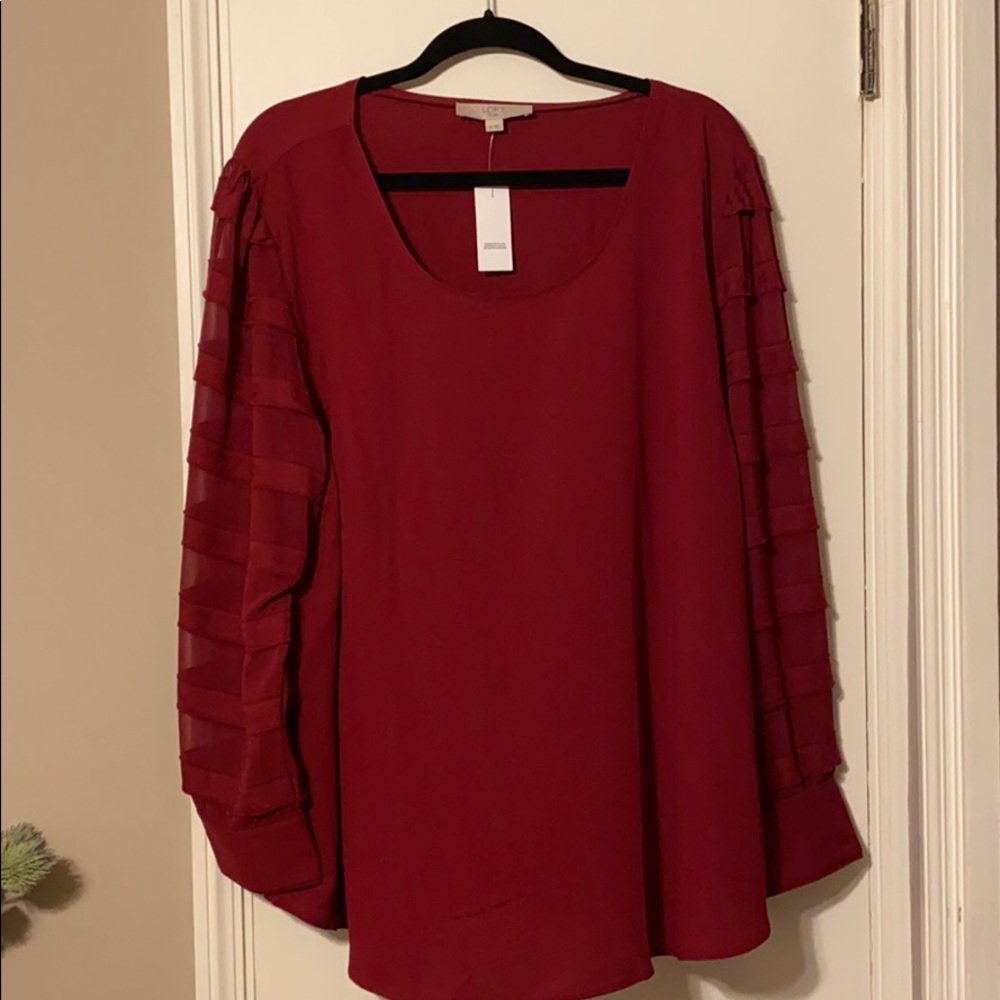 LOFT Burgundy Blouse Size 20 W/ tags